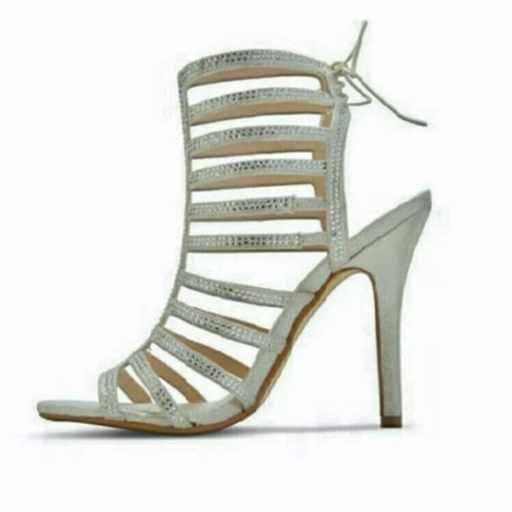 Betseyville Betsey Johnson Cagey Gladiator Crystal Rhinestone Heel Sandals - Picture 2 of 6